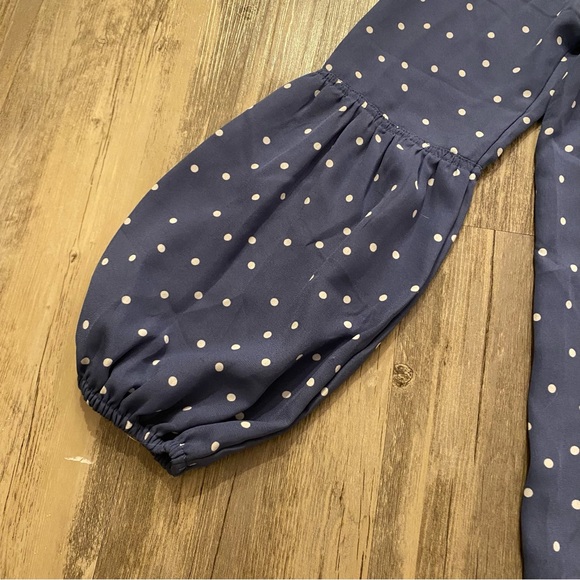 Blue Polka Dot Liz Claiborne Long Sleeve Top - Picture 3 of 6